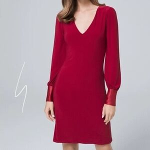 White House Black Market Red Long Sleeve Dress
